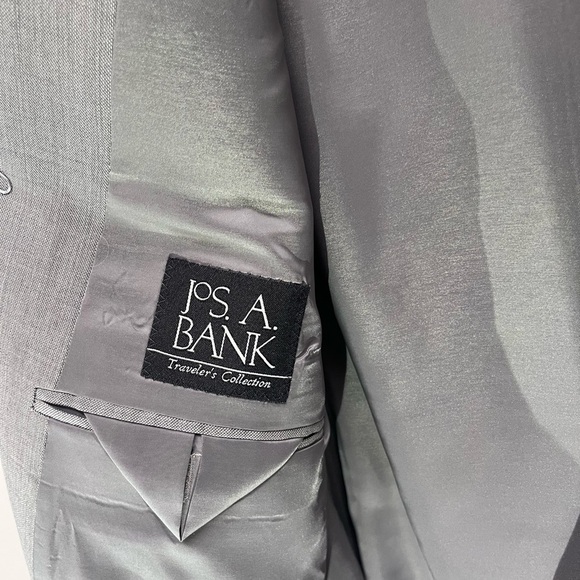 Jos A Bank travelers collection Men’s blazer jacket wool beige/grey 52L 2 button - Picture 6 of 16